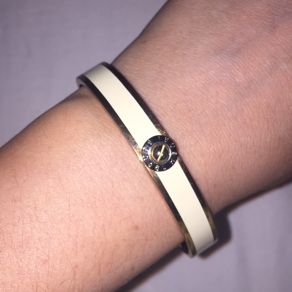 Henri Bendel Enamel Hinge Bangle in cream